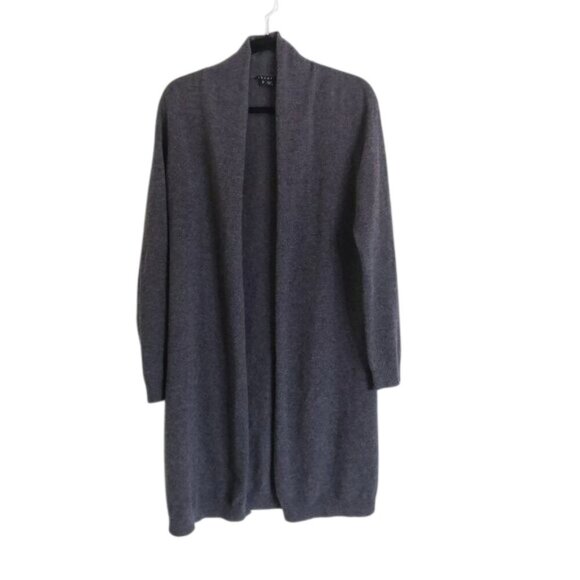 Theory 100% Cashmere Open Front Longline Duster Cardigan Gray Size L - Picture 1 of 5